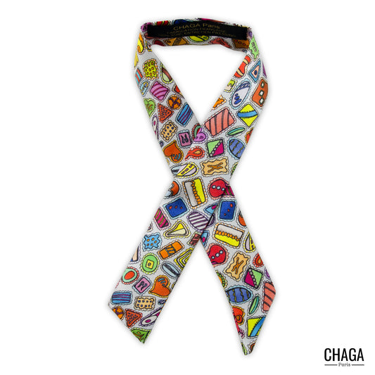 Twilly unisexe en soie CHAGA Paris - Motif Gourmandises