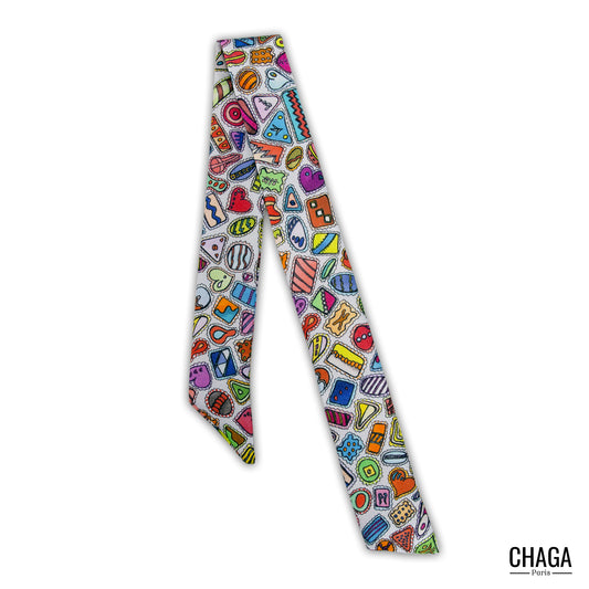 Twilly unisexe en soie CHAGA Paris - Motif Gourmandises