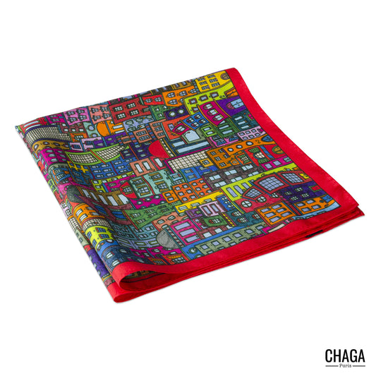 Pochette en soie homme 45 CHAGA Paris - Motif Amoureux