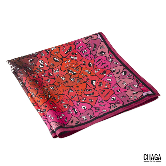 Pochette en soie homme 45 CHAGA Paris - Motif Coquelicot