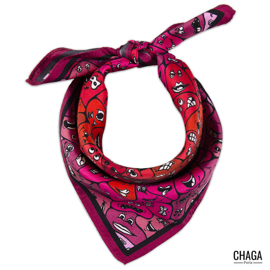 Carré de soie femme 45 CHAGA Paris - Motif Coquelicot