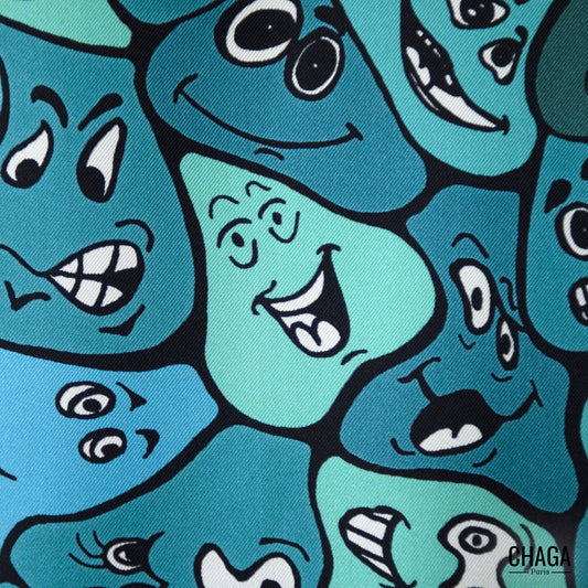 Pochette en soie homme 45 CHAGA Paris - Motif Fleur bleue