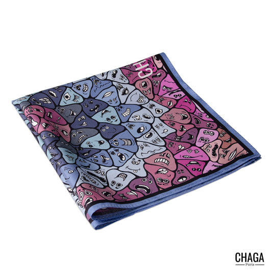 Pochette en soie homme 45 CHAGA Paris - Motif Masque