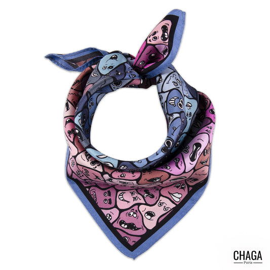 Carré de soie femme 45 CHAGA Paris - Motif Masque