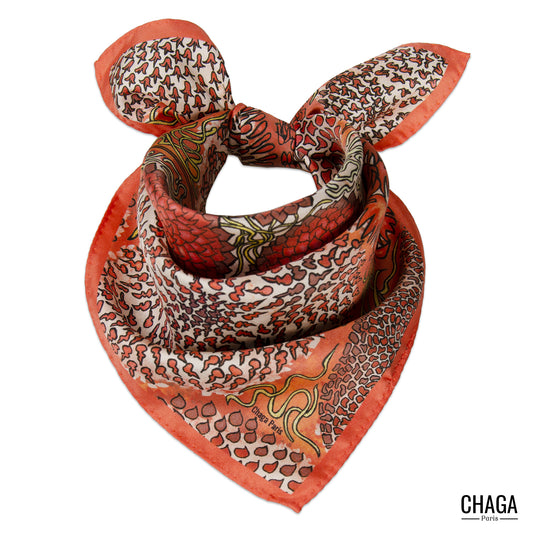 Carré de soie femme 45 CHAGA Paris - Motif Nénusphères