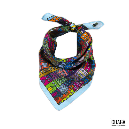 Carré de soie femme 45 CHAGA Paris - Motif Rêveuse