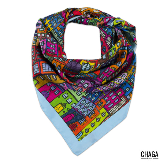 Carré de soie femme 70 CHAGA Paris - Motif Rêveuse