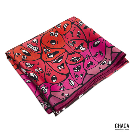 Foulard en soie homme 90 CHAGA Paris - Motif Coquelicot
