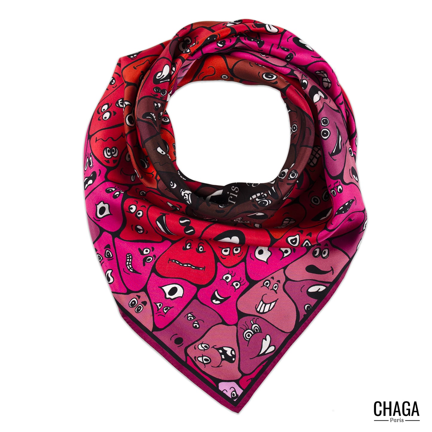 Foulard en soie homme 90 CHAGA Paris - Motif Coquelicot