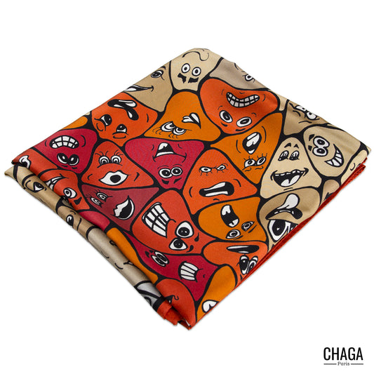 Foulard en soie homme 90 CHAGA Paris - Motif Femme orange