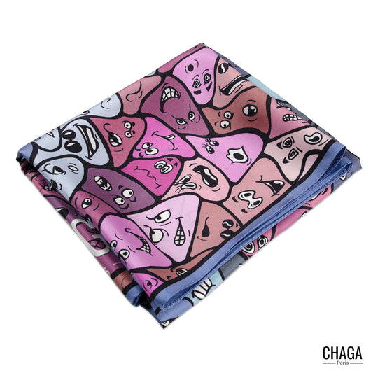 Foulard en soie homme 90 CHAGA Paris - Motif Masque