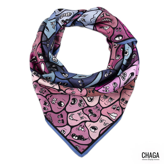 Carré de soie femme 90 CHAGA Paris - Motif Masque