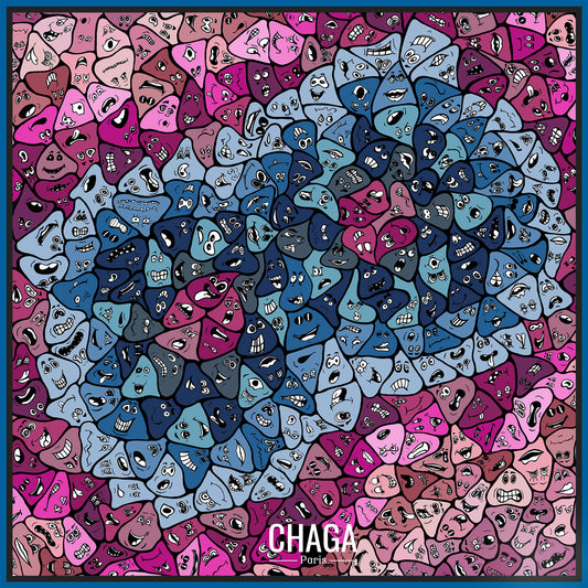 Foulard en soie homme 90 CHAGA Paris - Motif Masque