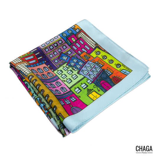 Foulard en soie homme 90 CHAGA Paris - Motif Rêveur