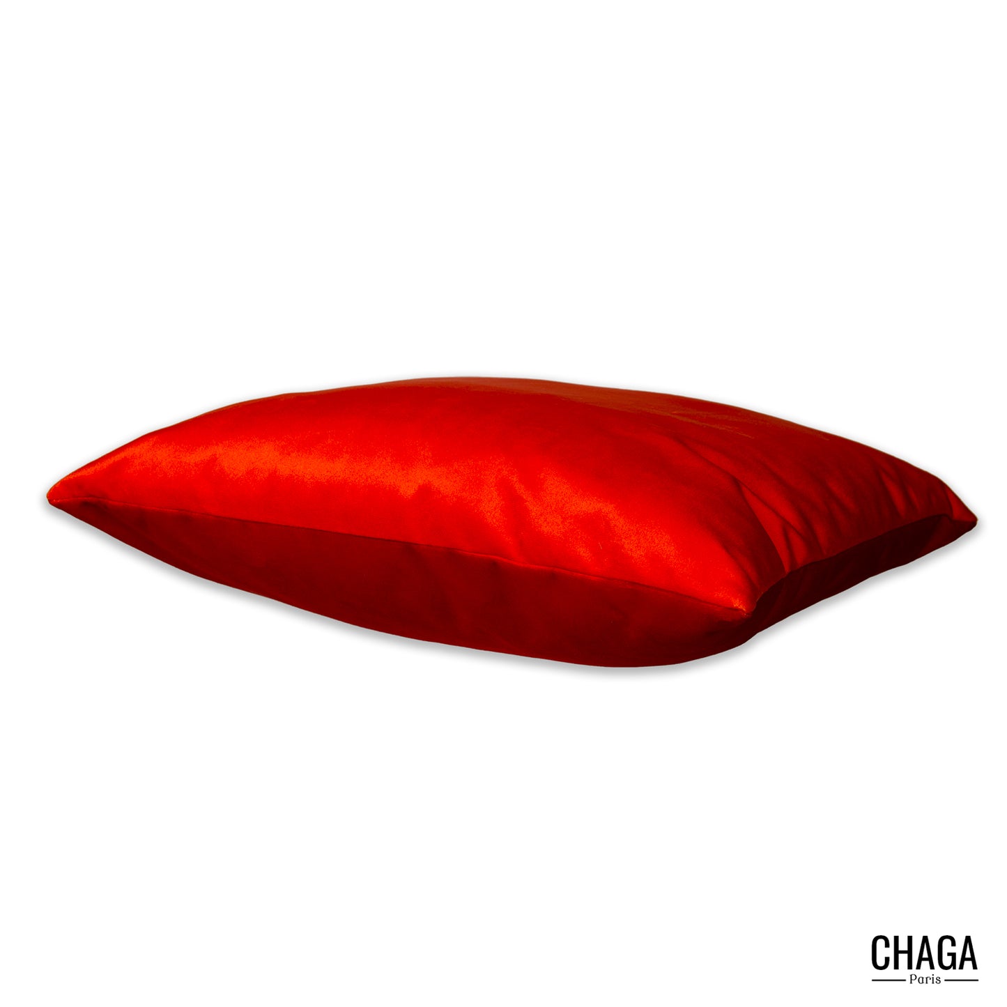 Coussin de créateur en velours CHAGA Paris - Motif Rouge et orange