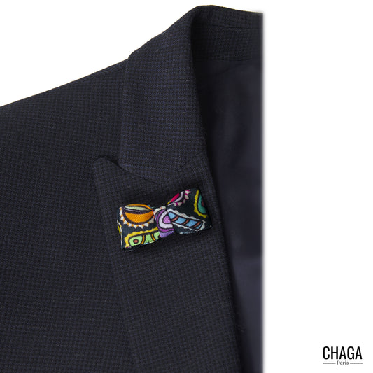 Noeud papillon en soie blazer CHAGA Paris - Motif Gourmandises marine