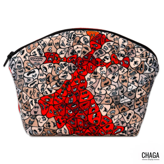 Pochette XS en velours CHAGA Paris - Motif Femme orange