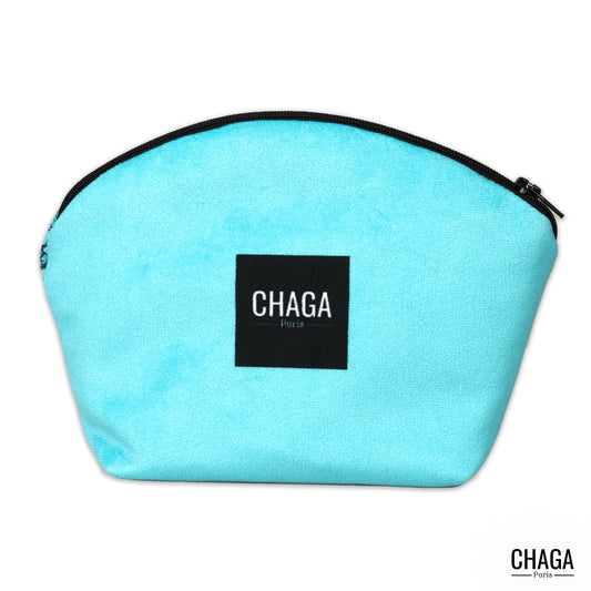 Pochette XS en velours CHAGA Paris - Motif Fleur bleue