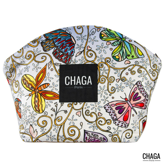 Pochette large en velours CHAGA Paris - Motif Chagaline bleu