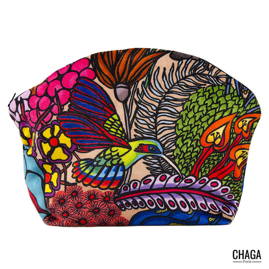 Pochette XS en velours CHAGA Paris - Motif Colibri
