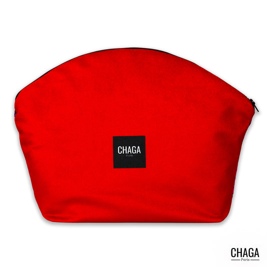 Pochette large en velours CHAGA Paris - Motif Coquelicot