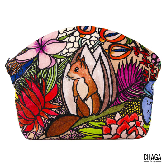 Pochette XS en velours CHAGA Paris - Motif Ecureuil