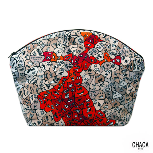 Pochette large en velours CHAGA Paris - Motif Femme orange