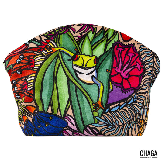 Pochette large en velours CHAGA Paris - Motif Grenouille