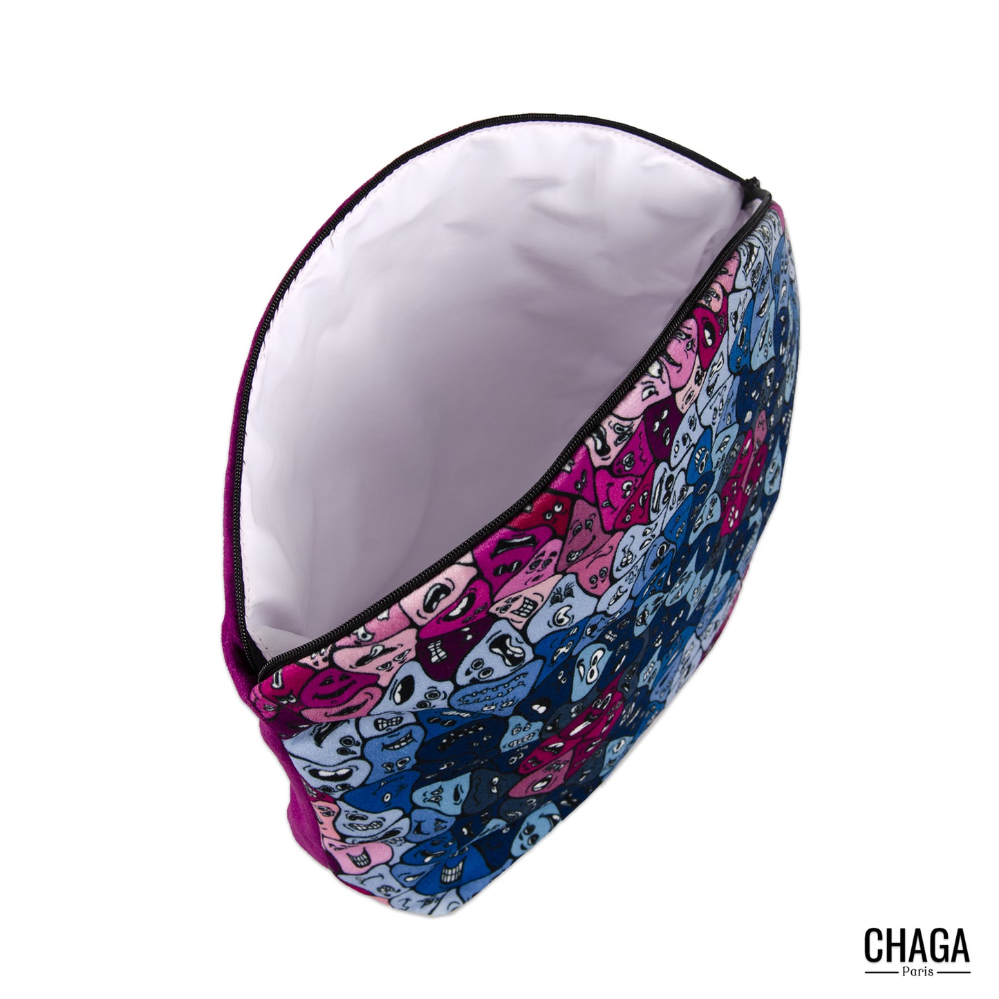 Pochette large en velours CHAGA Paris - Motif Masque