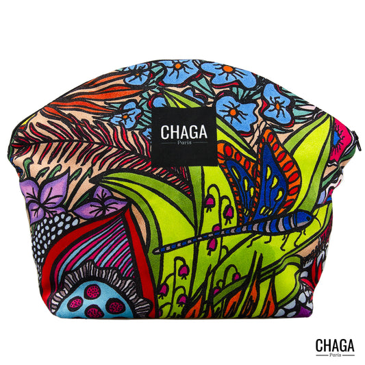 Pochette large en velours CHAGA Paris - Motif Toucan